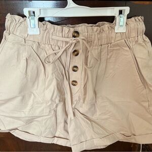 FEKOAFE Womens Shorts 2024 Comfy Drawstring High Waist Cotton Shorts khaki